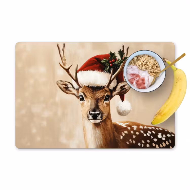 Kerst - Hert - Gewei - Rood Placemat vinyl groot -zzzproduct_Kitchenyeah-website