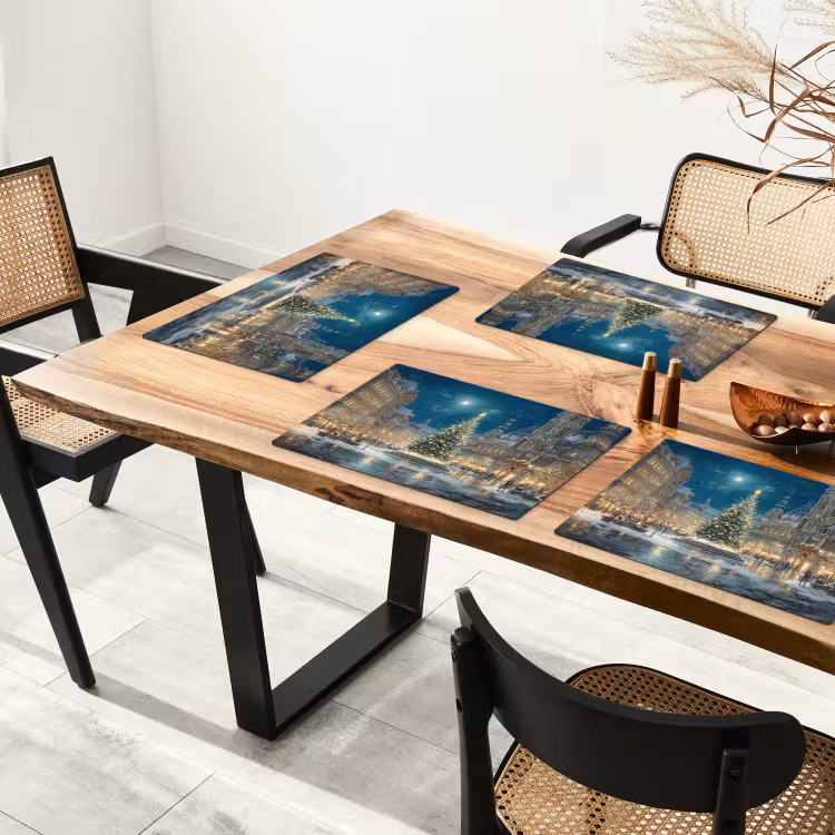 Kerstnacht - Stadsplein - Meerkleurig Placemat vinyl groot -zzsfeer4_Kitchenyeah-website