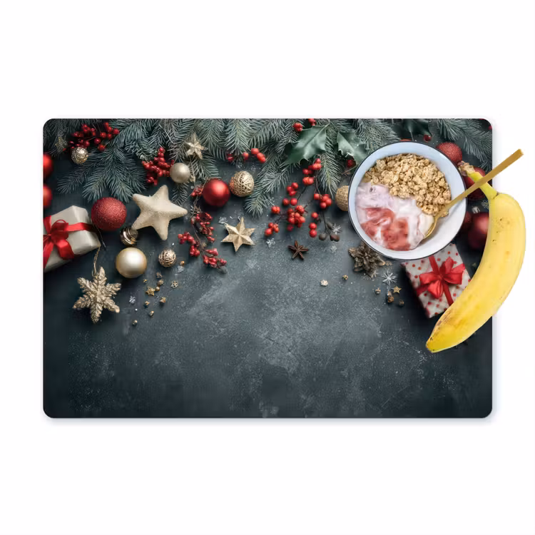 Kerstomlijsting - Hulst - Kleurrijk Placemat vinyl groot -zzzproduct_Kitchenyeah-website