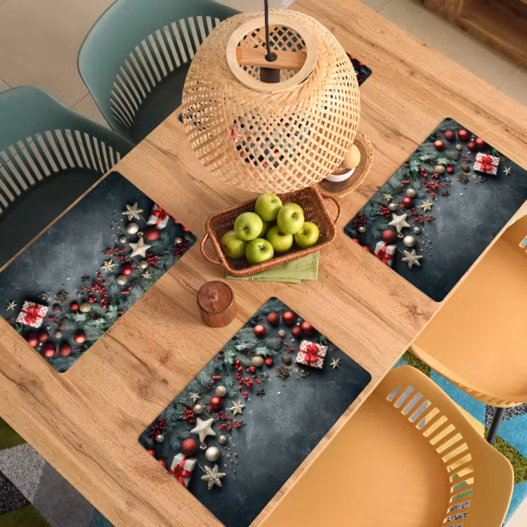 Kerstomlijsting - Hulst - Kleurrijk Placemat vinyl groot -zzsfeer5_Kitchenyeah-website
