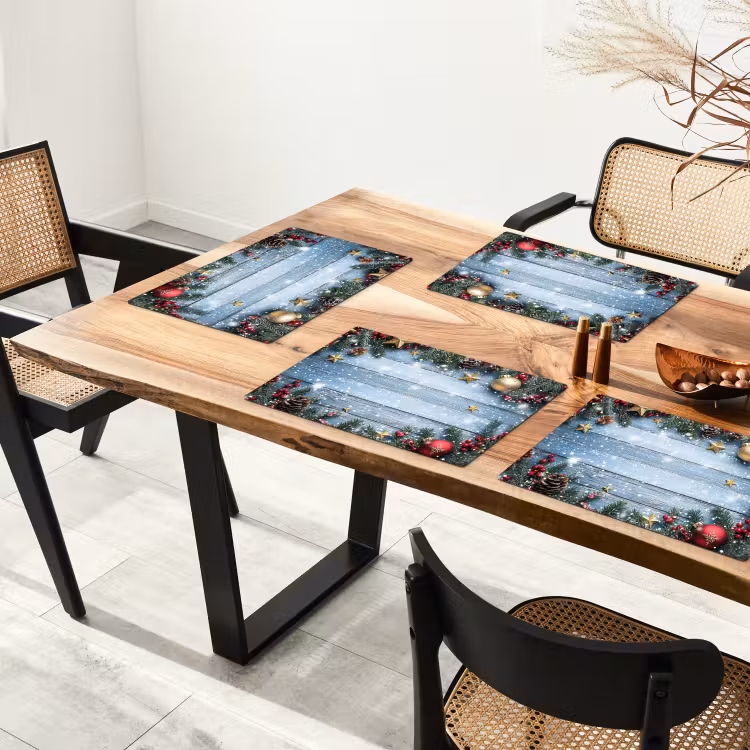 Kerstomlijsting - Sneeuw - Meerkleurig Placemat vinyl groot -zzsfeer4_Kitchenyeah-website
