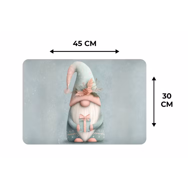 Kerstgnome - Cadeau - Groen Placemat vinyl groot -specs