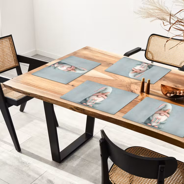 Kerstgnome - Cadeau - Groen Placemat vinyl groot -zzsfeer4_Kitchenyeah-website
