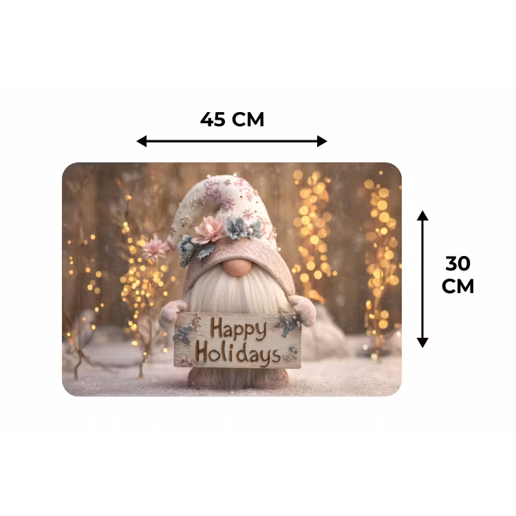Kerst - Gnome - Bord - Kleurrijk Placemat vinyl groot -specs
