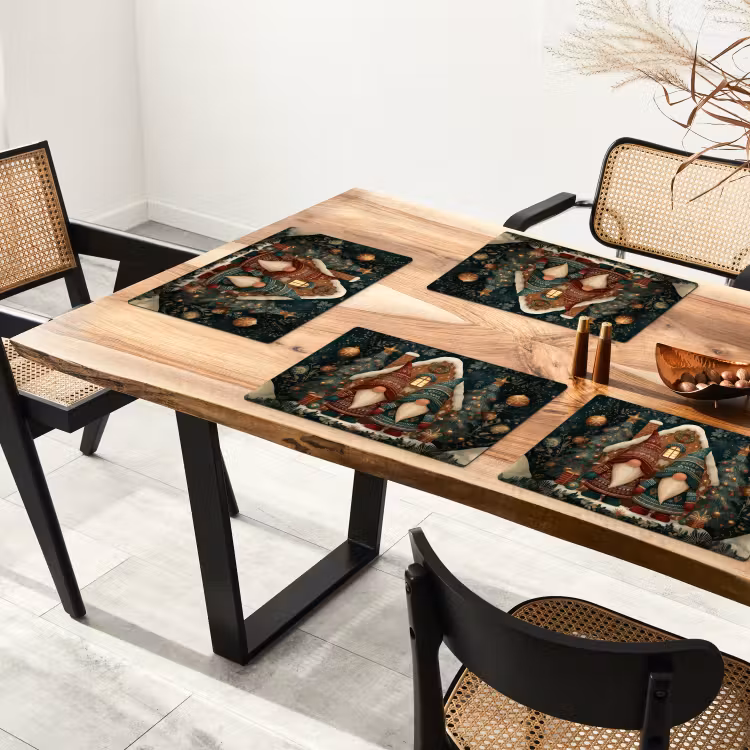 Kerst - Gnomen - Peperkoekhuisje - Rood - Groen Placemat vinyl groot -zzsfeer4_Kitchenyeah-website