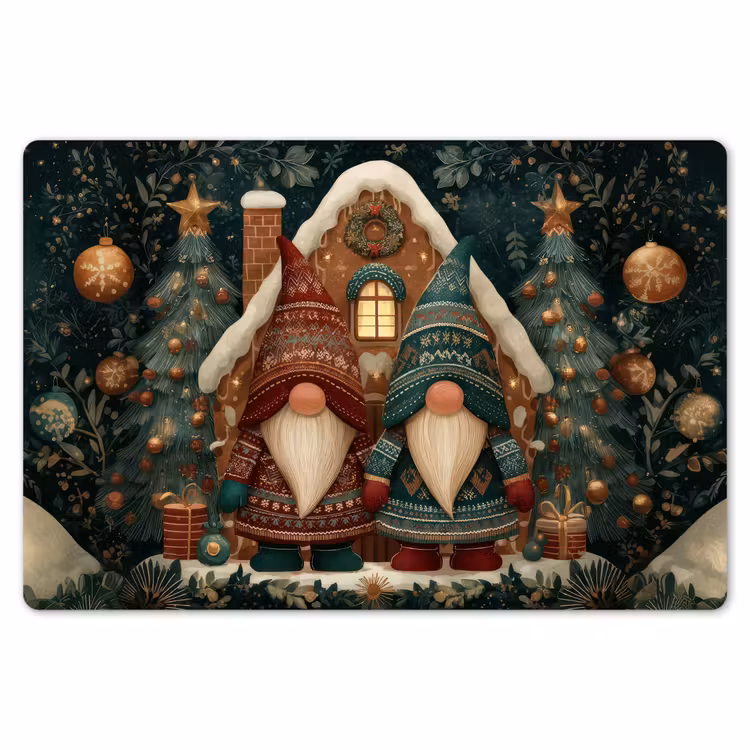 Kerst - Gnomen - Peperkoekhuisje - Rood - Groen Placemat vinyl groot -zzsfeer1_Kitchenyeah-website