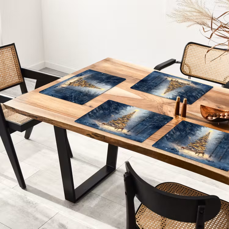 Kerstlicht - Woud - Hert - Donker Placemat vinyl groot -zzsfeer4_Kitchenyeah-website