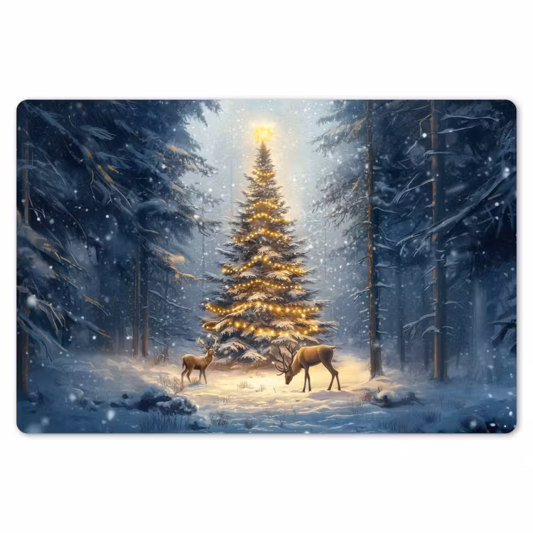 Kerstlicht - Woud - Hert - Donker Placemat vinyl groot -zzsfeer1_Kitchenyeah-website