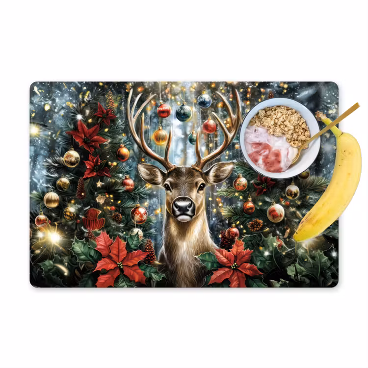 Kerstfeest - Dennenbos - Rood Placemat vinyl groot -zzzproduct_Kitchenyeah-website