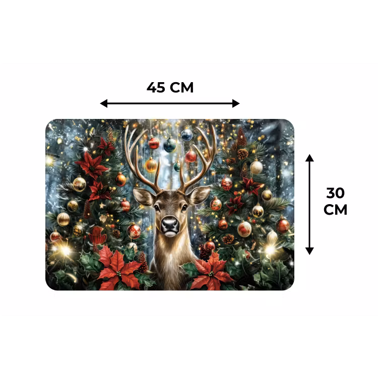 Kerstfeest - Dennenbos - Rood Placemat vinyl groot -specs