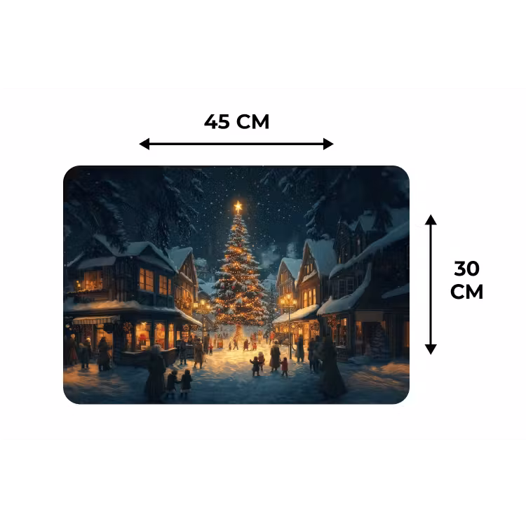 Kerstfeest - Dorp - Donker Placemat vinyl groot -specs