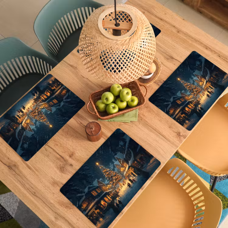 Kerstfeest - Dorp - Donker Placemat vinyl groot -zzsfeer5_Kitchenyeah-website