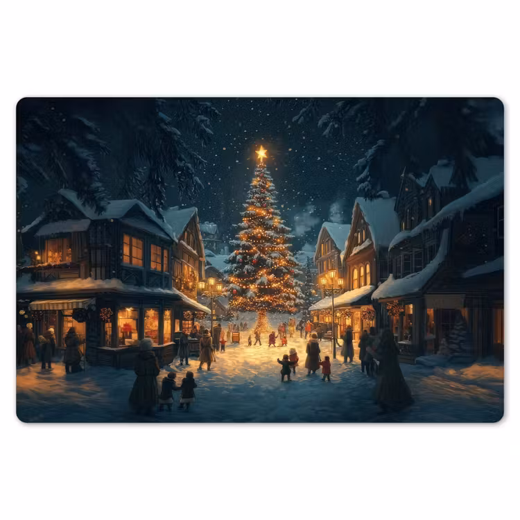 Kerstfeest - Dorp - Donker Placemat vinyl groot -zzsfeer1_Kitchenyeah-website