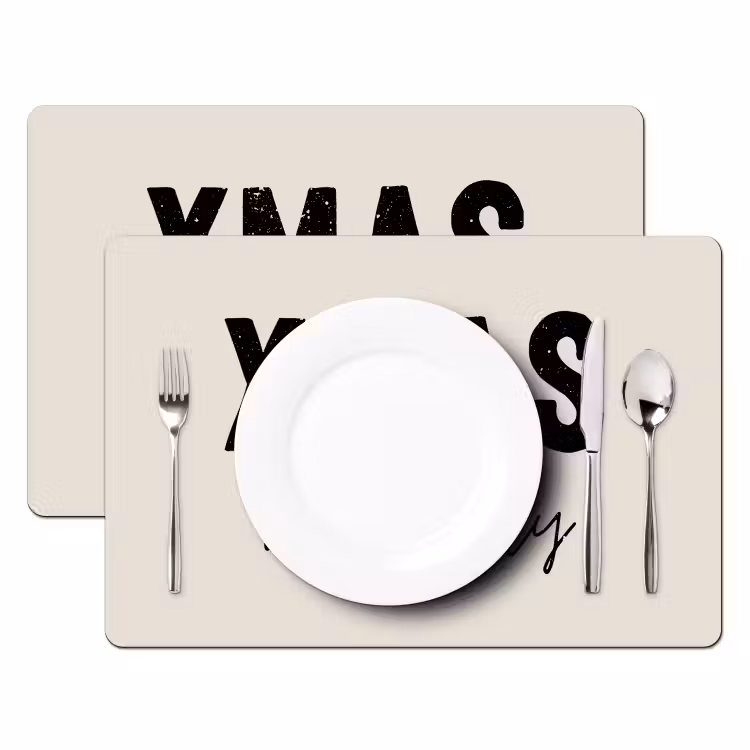 Kerst - Spreuk - xmas vibes only - Beige Placemat vinyl groot -zzsfeer2_Kitchenyeah-website
