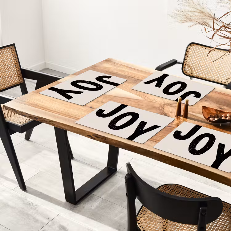 Kerst - Quote - Joy - Zwart - Feestdagen Placemat vinyl groot -zzsfeer4_Kitchenyeah-website