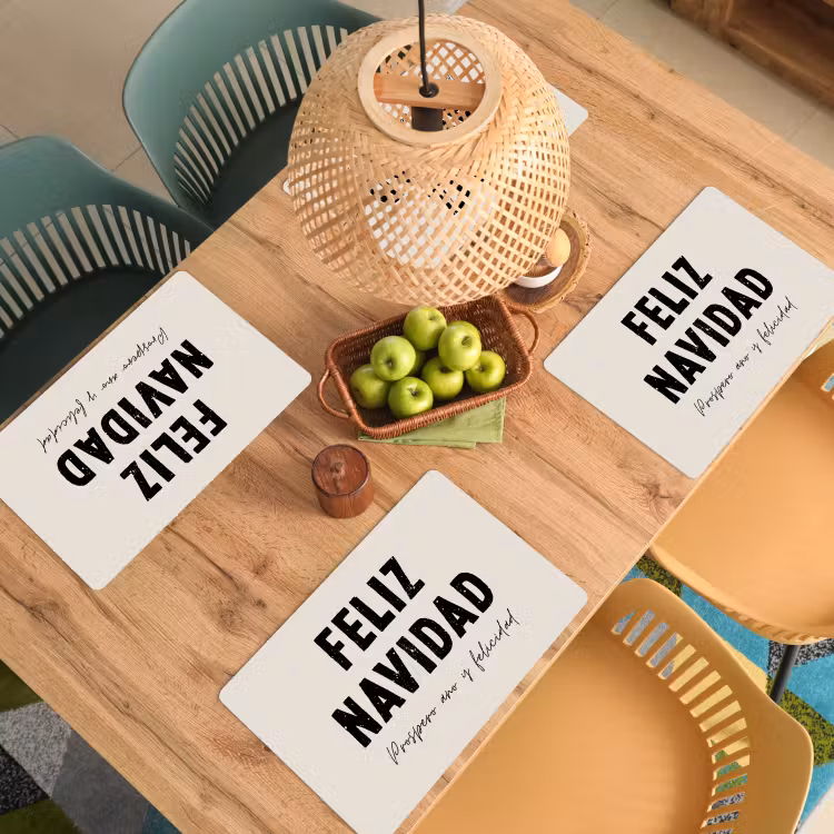 Kerst - Quotes - Feliz navidad - Kerstmis - Feestdagen Placemat vinyl groot -zzsfeer5_Kitchenyeah-website