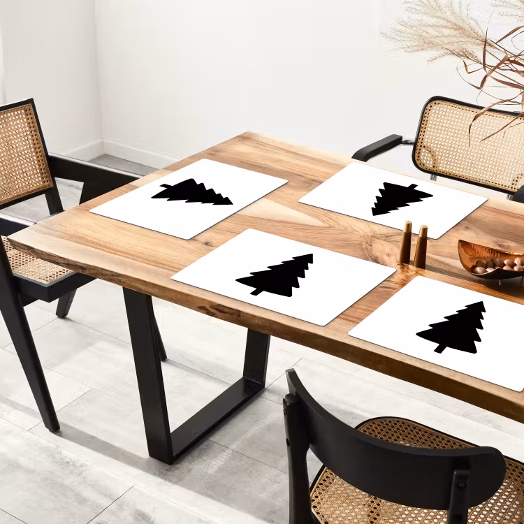 Kerstboom - Zwart - Kerstmis - Feest Placemat vinyl groot -zzsfeer4_Kitchenyeah-website
