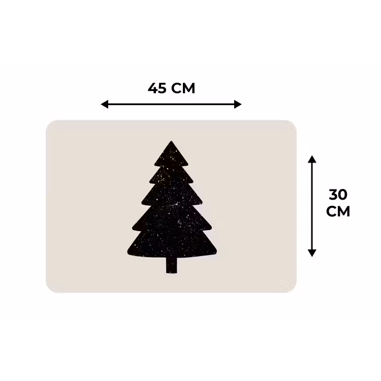 Kerstboom - Zwart - Feestdagen - Beige Placemat vinyl groot -specs