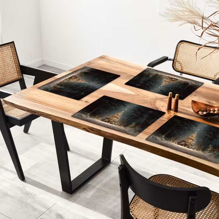 Kerstboom - Bos - Sneeuw - meerkleurig Placemat vinyl groot -zzsfeer4_Kitchenyeah-website