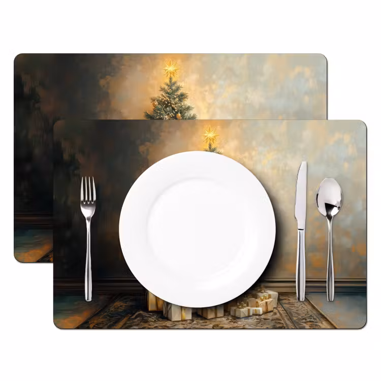 Kerstboom - Cadeaus - Goud Placemat vinyl groot -zzsfeer2_Kitchenyeah-website