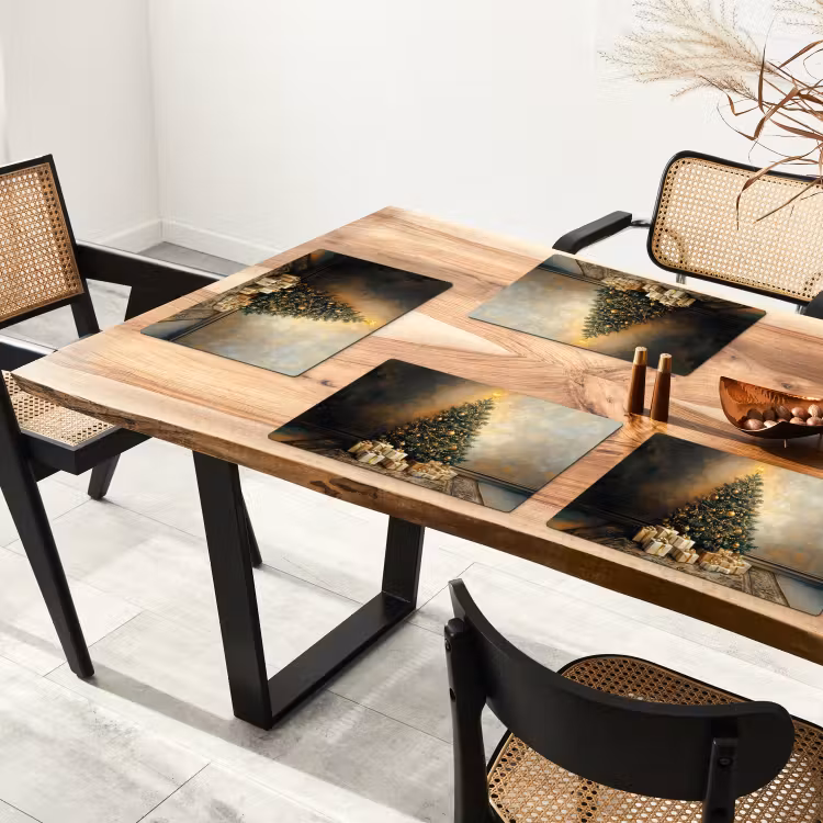 Kerstboom - Cadeaus - Goud Placemat vinyl groot -zzsfeer4_Kitchenyeah-website