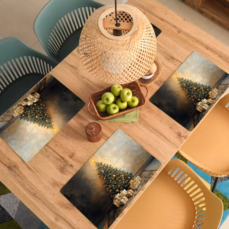 Kerstboom - Cadeaus - Goud Placemat vinyl groot -zzsfeer5_Kitchenyeah-website
