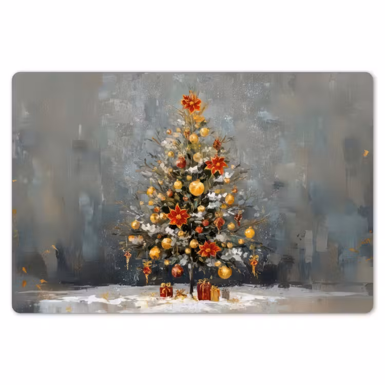 Kerstboom - Cadeaus - Rood - Goud Placemat vinyl groot -zzsfeer1_Kitchenyeah-website