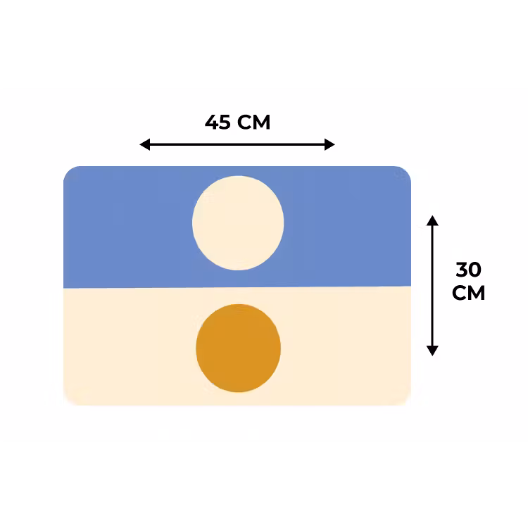 Cirkels - Symmetrisch - Wit - Blauw- Geel Placemat vinyl groot -specs