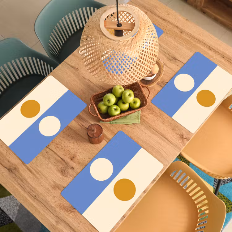 Cirkels - Symmetrisch - Wit - Blauw- Geel Placemat vinyl groot -zzsfeer5_Kitchenyeah-website