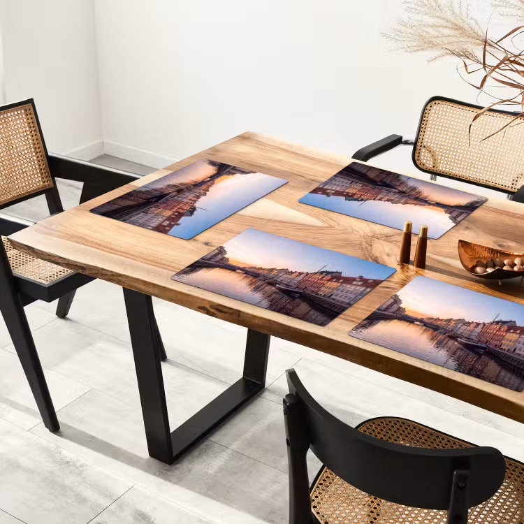 Stad - Gracht - Zonsondergang - Klassiek - Kleurrijk Placemat vinyl groot -zzsfeer4_Kitchenyeah-website