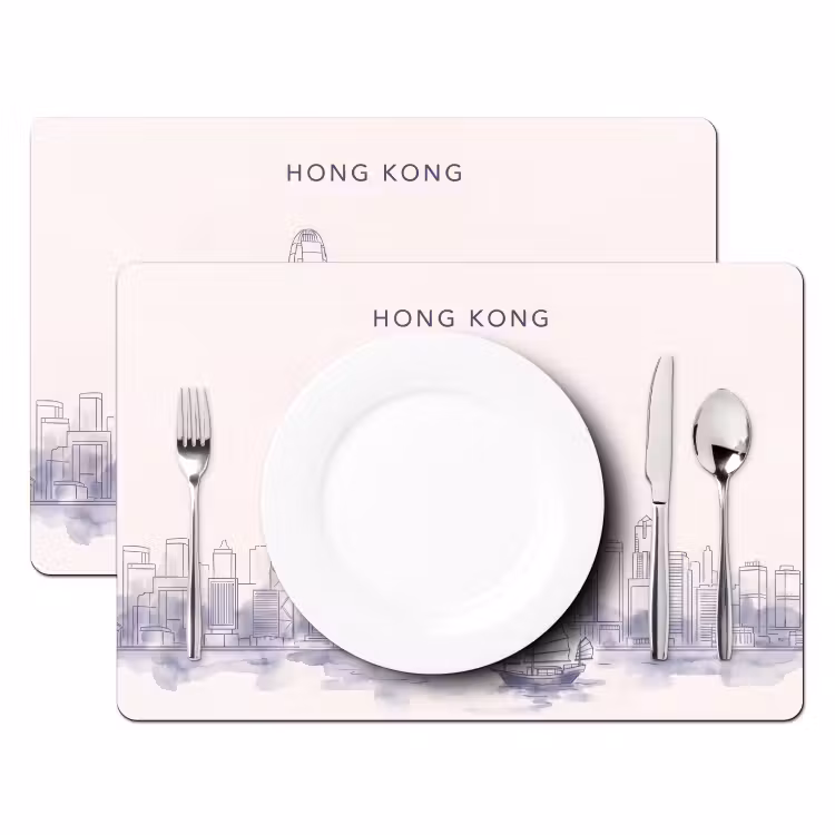 Stad - Skyline - Water - Lijntekening - Blauw Placemat vinyl groot -zzsfeer2_Kitchenyeah-website