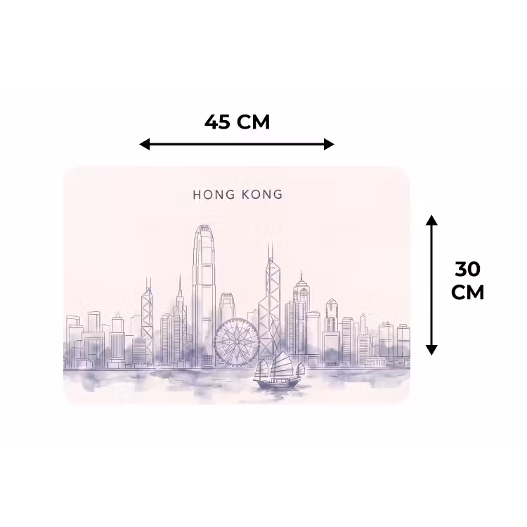 Stad - Skyline - Water - Lijntekening - Blauw Placemat vinyl groot -specs