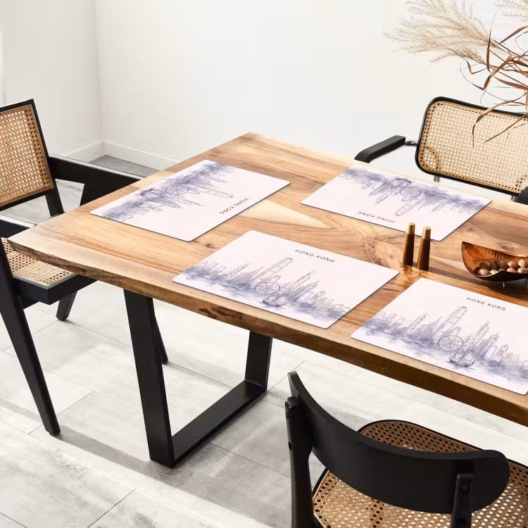 Stad - Skyline - Water - Lijntekening - Blauw Placemat vinyl groot -zzsfeer4_Kitchenyeah-website