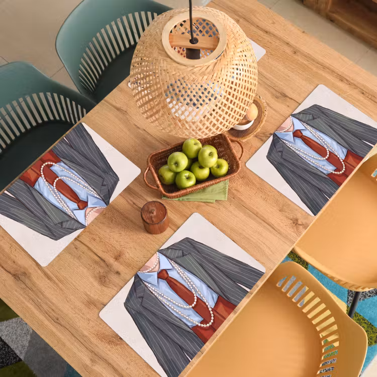 Kleding - Strik - Parels - Klassiek - Mode Placemat vinyl groot -zzsfeer5_Kitchenyeah-website