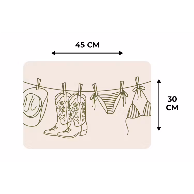 Kleding - Waslijn - Zomer - Lijntekening - Groen Placemat vinyl groot -specs