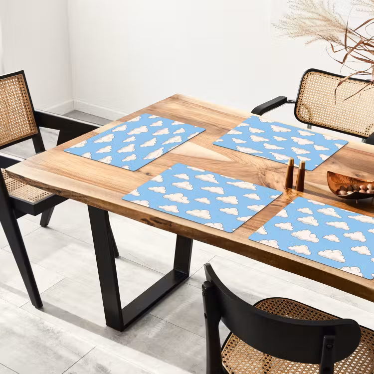 Wolk - Cartoon - Lucht - Blauw - Wit Placemat vinyl groot -zzsfeer4_Kitchenyeah-website