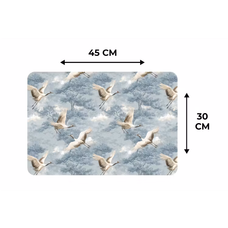 Wolken - Kraanvogels - Blauw Placemat vinyl groot 368 -specs