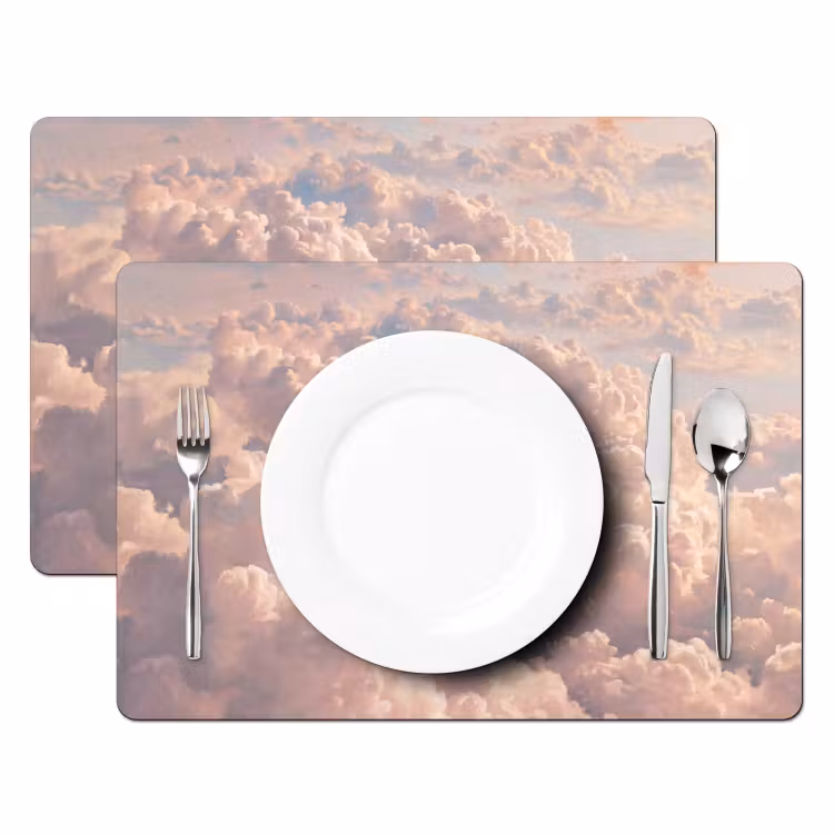 Wolken - Zonsondergang - Natuur - Pastel - Roze Placemat vinyl groot -zzsfeer2_Kitchenyeah-website
