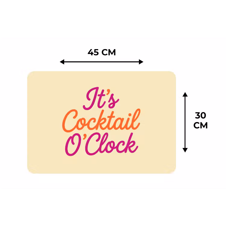 Cocktail O'Clock - Geel - Retro Placemat vinyl groot -specs