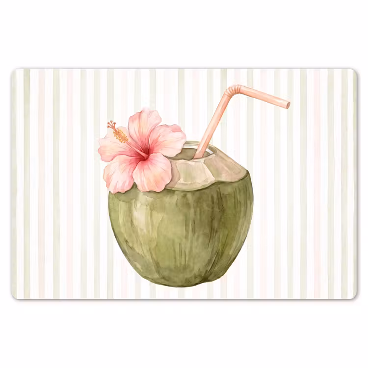 Kokosnoot - Drank - Tropisch - Illustratie - Zomer Placemat vinyl groot -zzsfeer1_Kitchenyeah-website
