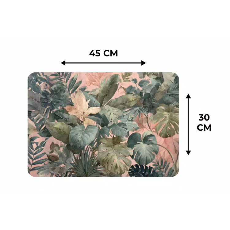 Compositie van bladeren - Groen - Roze Placemat vinyl groot -specs