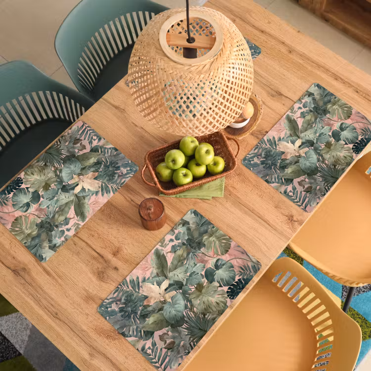 Compositie van bladeren - Groen - Roze Placemat vinyl groot -zzsfeer5_Kitchenyeah-website