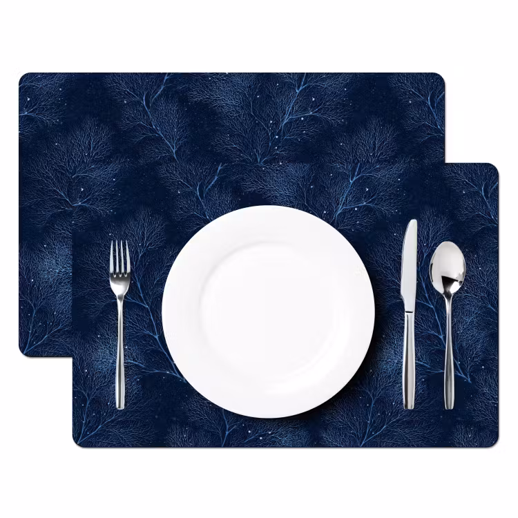 Koraal - Takken - Patroon - Nachtblauw Placemat vinyl groot 368 -zzsfeer2_Kitchenyeah-website