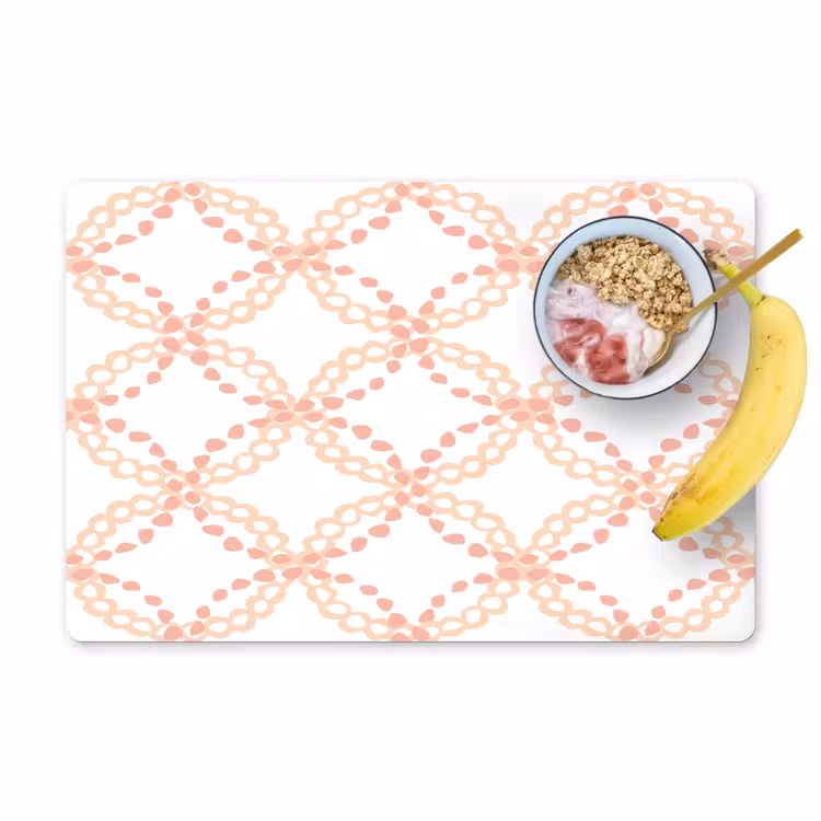 Koraalkleur - Vlechtmotief - Wit Placemat vinyl groot 368 -zzzproduct_Kitchenyeah-website