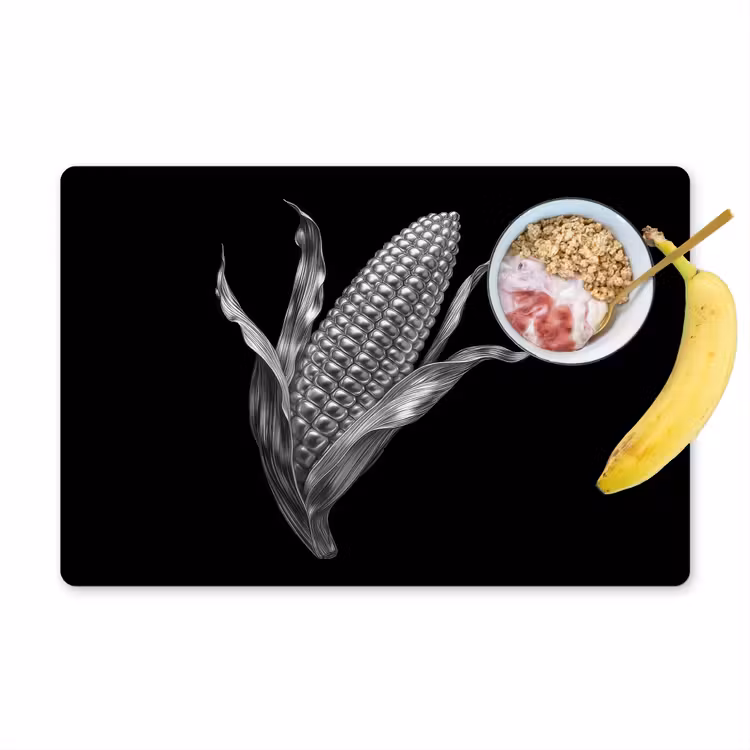 Maïskolf - Glanzend metaal - Elegant Placemat vinyl groot -zzzproduct_Kitchenyeah-website