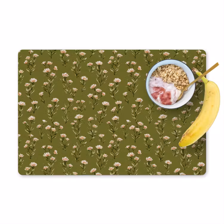 Landelijk - Bloemen - Groen Placemat vinyl groot 368 -zzzproduct_Kitchenyeah-website
