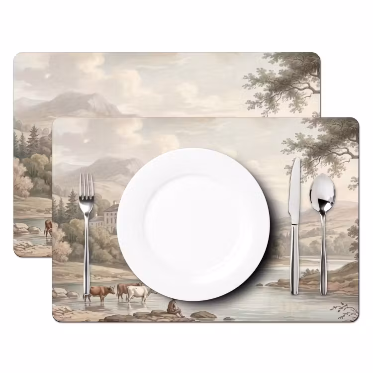 Landhuis - Rivier - Vee Placemat vinyl groot -zzsfeer2_Kitchenyeah-website