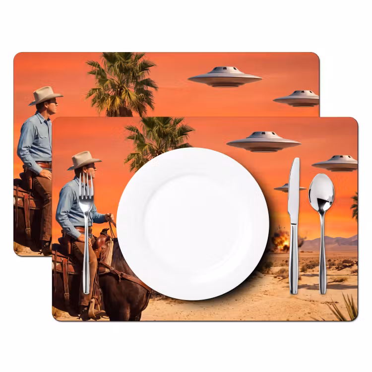Placemat - 6 pieces - Cowboy - Horse - Desert - Cowboy - Paard - Woestijn Placemat vinyl groot