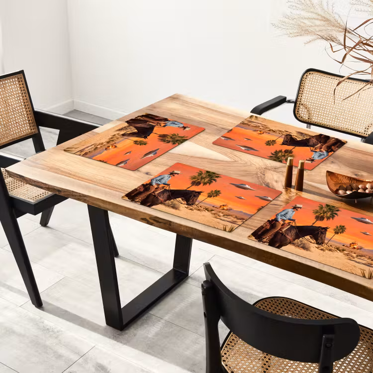Placemat - 6 pieces - Cowboy - Horse - Desert - Cowboy - Paard - Woestijn Placemat vinyl groot