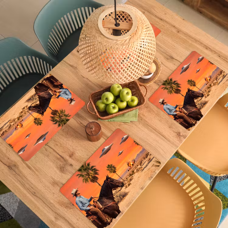 Placemat - 6 pieces - Cowboy - Horse - Desert - Cowboy - Paard - Woestijn Placemat vinyl groot